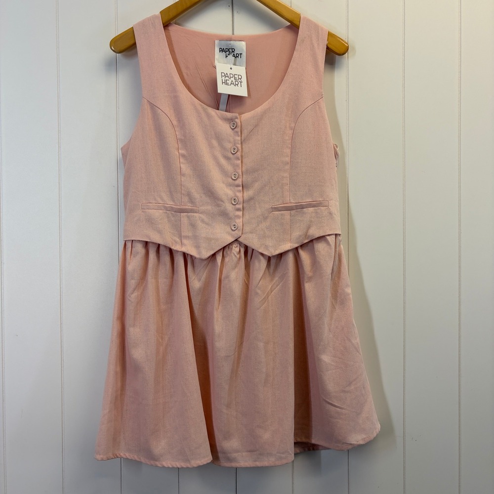 Paper Heart Poetic Pastel Mini Dress Women Large Coquette Academia Cottage Chic